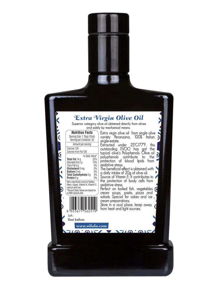 Extra Virgin Olive Oil 100%  Italian – Monovarietal Peranzana – Majolica - 500 ml