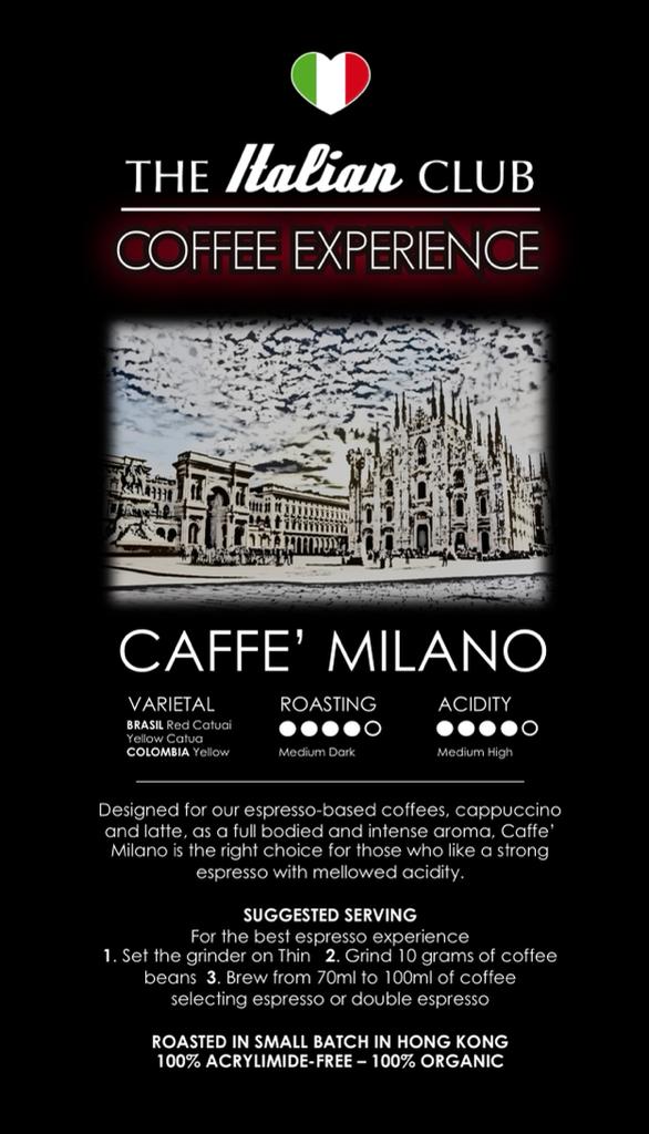 CAFFE' MILANO BY THE ITALIAN CLUB - 1kg Whole Premium Coffee Beans
