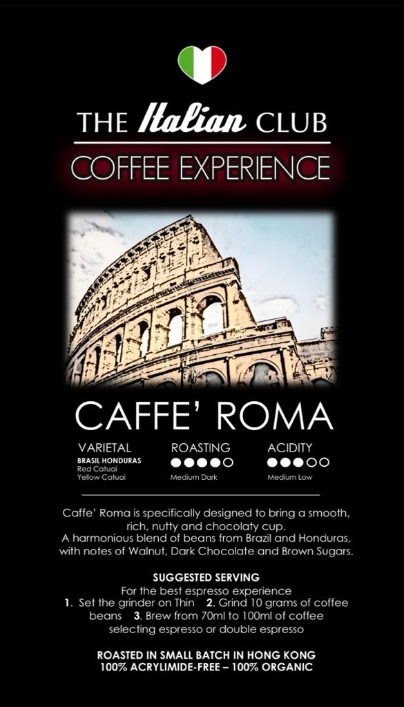 CAFFE' ROMA BY THE ITALIAN CLUB - 1kg Whole Premium Coffee Beans
