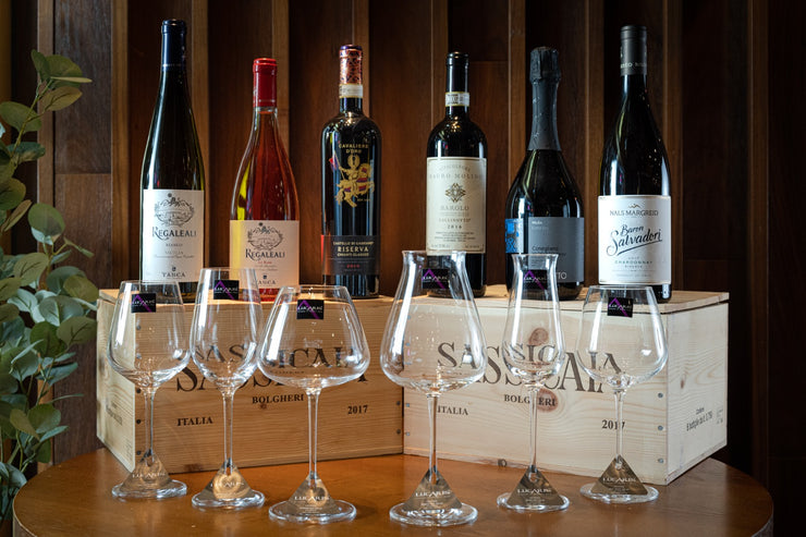 6 Italian Artisan Wines + 6 Glasses DESIRE Lucaris